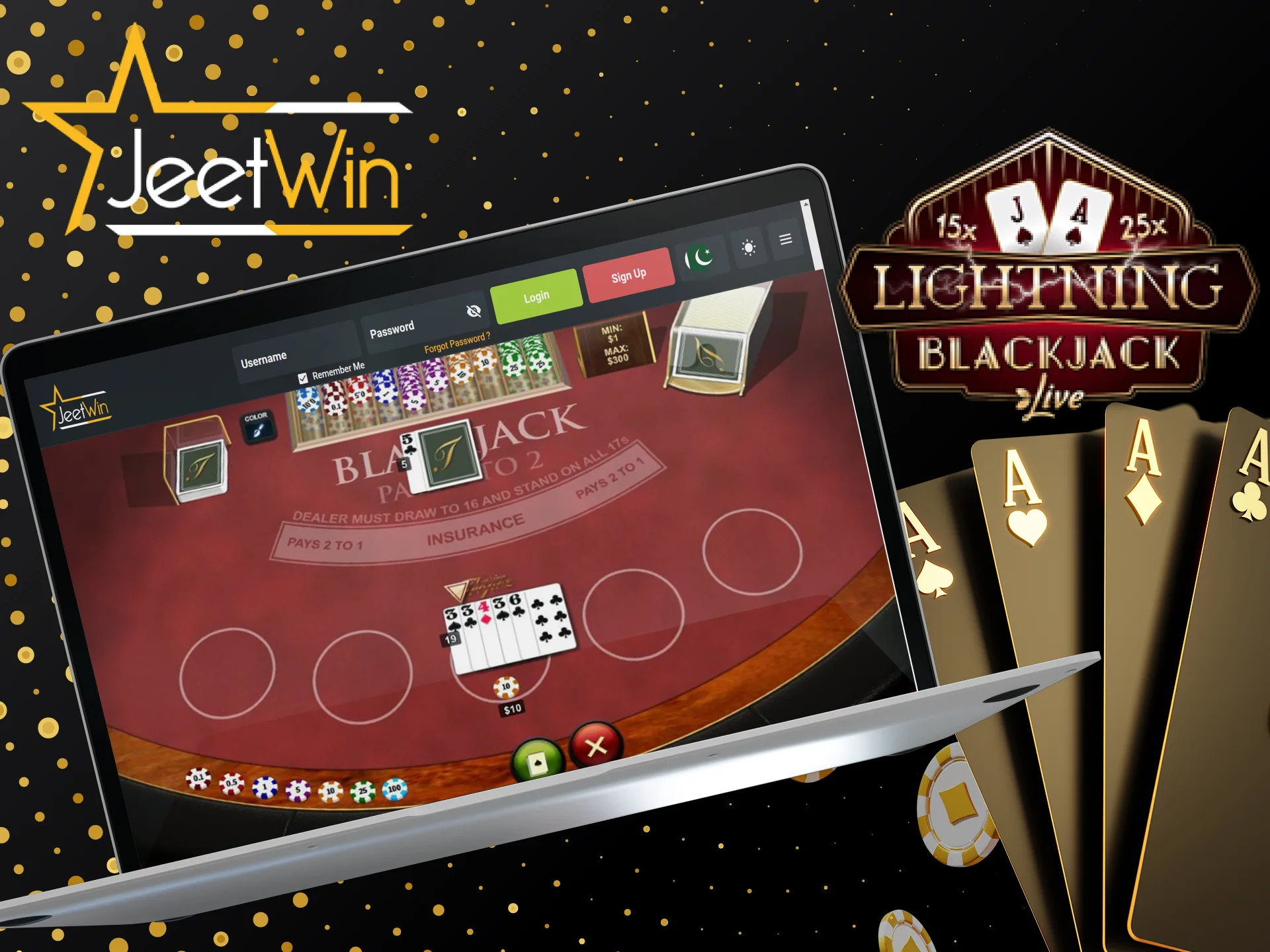 JeetWin دنیا کا حصہ بنیں اور Lightning Blackjack کے ساتھ بڑی ادائیگیاں حاصل کریں۔