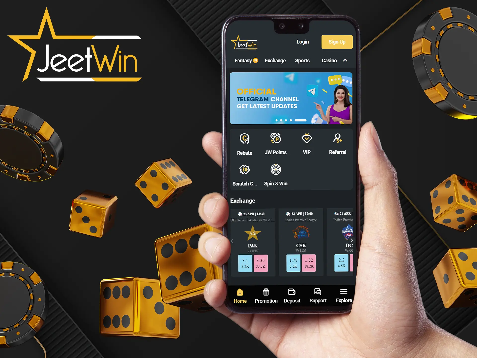 JeetWin موبائل ایپ Android اور iOS پر کام کرتی ہے۔